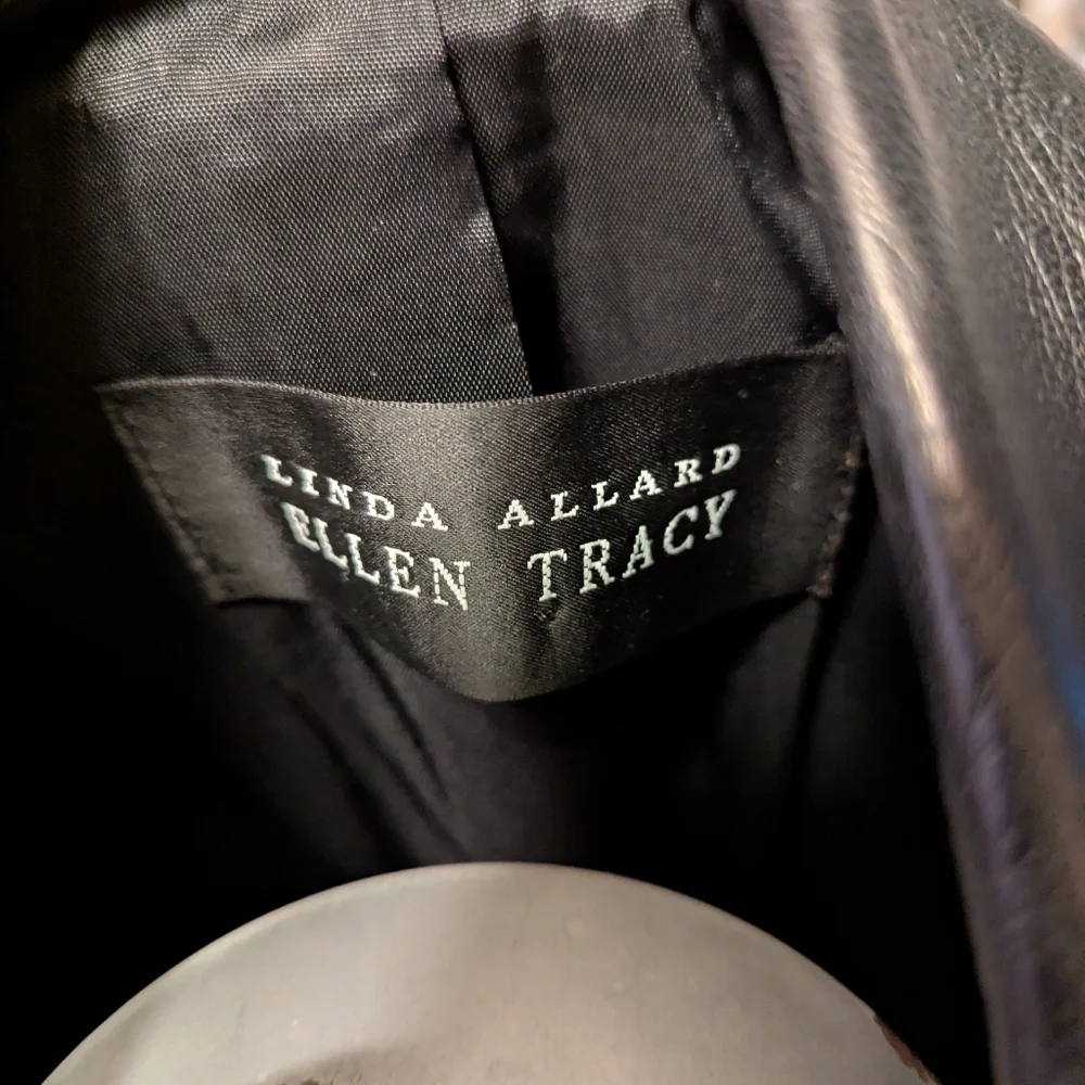 NWOT Linda Allard Ellen Tracy Blk Leather One Button Blazer Sz 12R - Picture 7 of 7